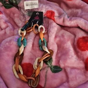 Paparazzi Vibrant Chain Necklace in Orange, Teal, and Cream